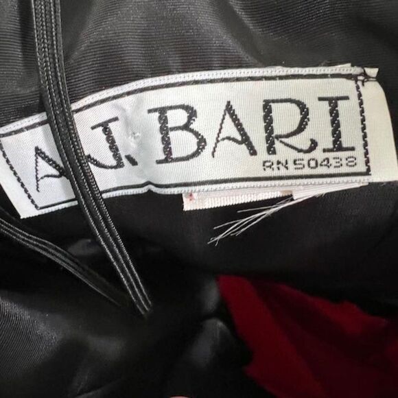 AJ Bari Vintage Red Strapless Dress Peplum w/ Bling Bow Made in USA Size 4 - Picture 3 of 14